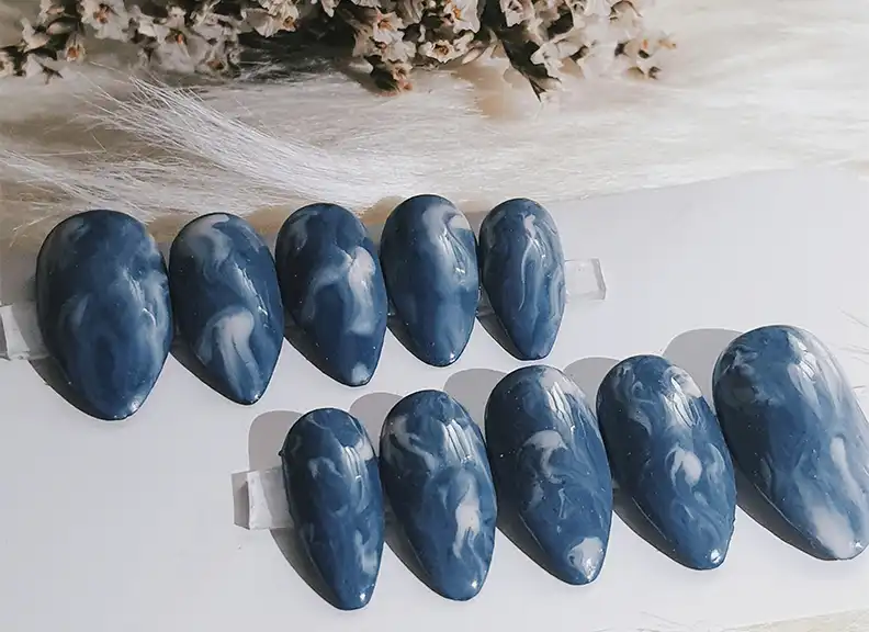 Blue almond nails